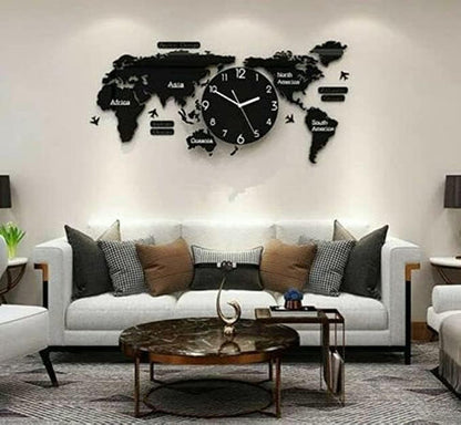 World Map Stylish 3D Wall Clock – Add Wanderlust to Your Walls