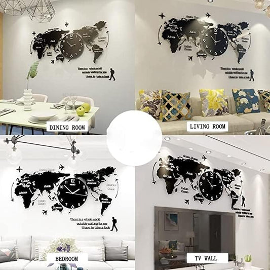 World Map Stylish 3D Wall Clock – Add Wanderlust to Your Walls